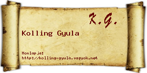 Kolling Gyula névjegykártya